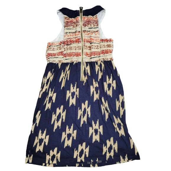 Lucky Brand Beaded embroidered Neckline Ikat Southwestern Dress Rodeo size 5 - Picture 2 of 6